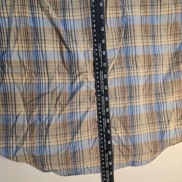 ATB Authentic Western Shirt Men 16 32/33 Brown Blue Plaid Snap Down - Picture 9 of 16